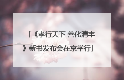 《孝行天下 善化清丰》新书发布会在京举行