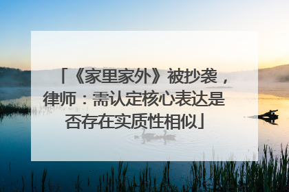 《家里家外》被抄袭，律师：需认定核心表达是否存在实质性相似