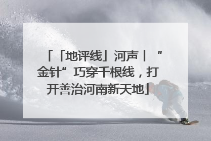 「地评线」河声丨“金针”巧穿千根线，打开善治河南新天地