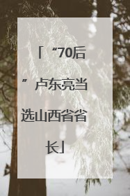 “70后”卢东亮当选山西省省长