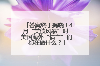 答案终于揭晓！4月“美债风暴”时 美国海外“债主”们都在做什么？