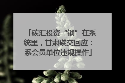 碳汇投资“锁”在系统里，甘肃碳交回应：系会员单位违规操作