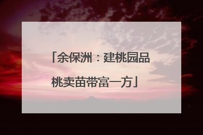 余保洲：建桃园品桃卖苗带富一方