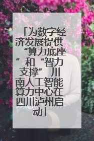 为数字经济发展提供“算力底座”和“智力支撑” 川南人工智能算力中心在四川泸州启动