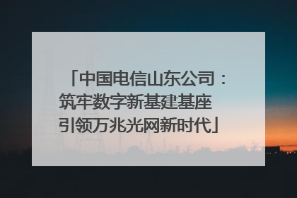 中国电信山东公司：筑牢数字新基建基座 引领万兆光网新时代