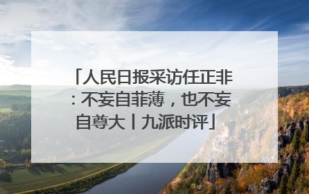 人民日报采访任正非：不妄自菲薄，也不妄自尊大丨九派时评