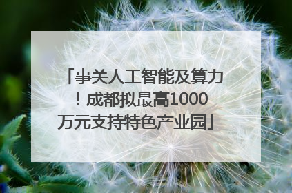 事关人工智能及算力！成都拟最高1000万元支持特色产业园
