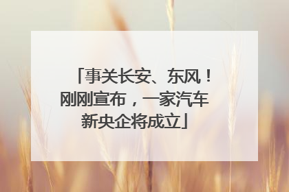 事关长安、东风！刚刚宣布，一家汽车新央企将成立