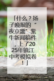 什么？扬子晚报的“夜京畿”紫牛新闻稿件，上了2025年镇江中考模拟卷！