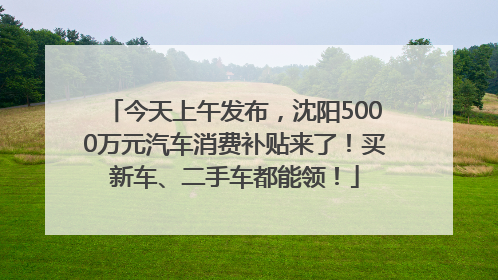 今天上午发布，沈阳5000万元汽车消费补贴来了！买新车、二手车都能领！