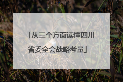 从三个方面读懂四川省委全会战略考量