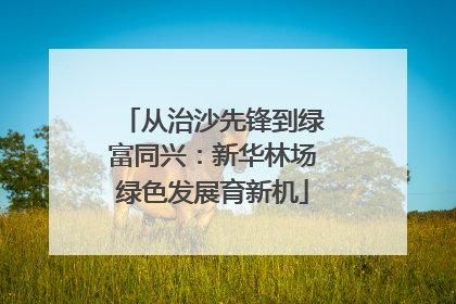 从治沙先锋到绿富同兴：新华林场绿色发展育新机