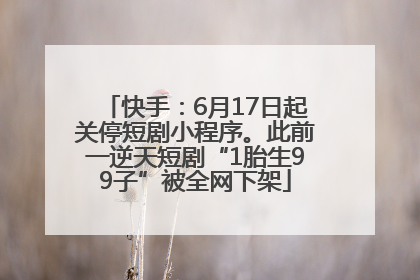 快手：6月17日起关停短剧小程序。此前一逆天短剧“1胎生99子”被全网下架