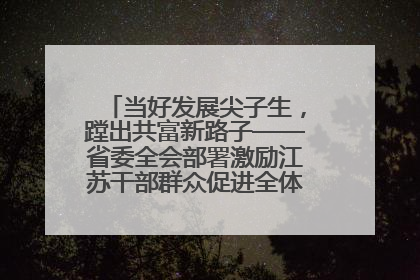 当好发展尖子生，蹚出共富新路子——省委全会部署激励江苏干部群众促进全体人民共同富裕
