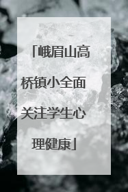 峨眉山高桥镇小全面关注学生心理健康
