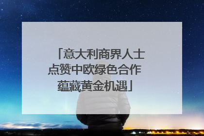 意大利商界人士点赞中欧绿色合作蕴藏黄金机遇