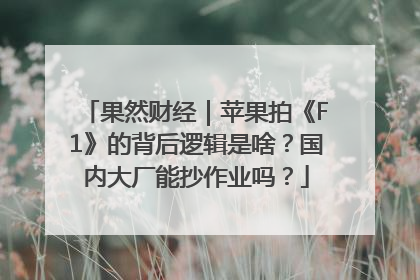果然财经｜苹果拍《F1》的背后逻辑是啥？国内大厂能抄作业吗？