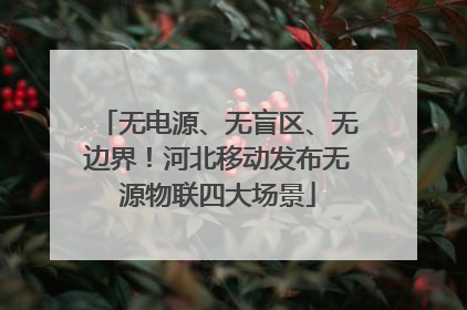 无电源、无盲区、无边界！河北移动发布无源物联四大场景