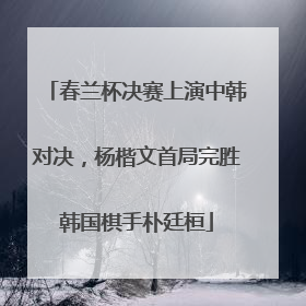春兰杯决赛上演中韩对决，杨楷文首局完胜韩国棋手朴廷桓