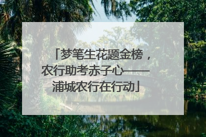 梦笔生花题金榜，农行助考赤子心——浦城农行在行动