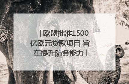 欧盟批准1500亿欧元贷款项目 旨在提升防务能力