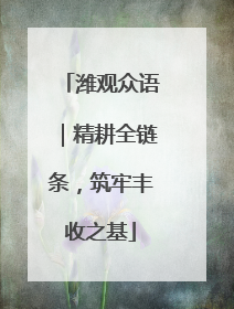 潍观众语｜精耕全链条，筑牢丰收之基
