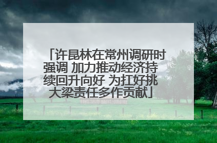 许昆林在常州调研时强调 加力推动经济持续回升向好 为扛好挑大梁责任多作贡献