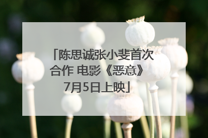 陈思诚张小斐首次合作 电影《恶意》7月5日上映