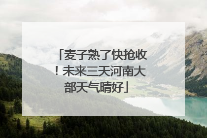 麦子熟了快抢收！未来三天河南大部天气晴好