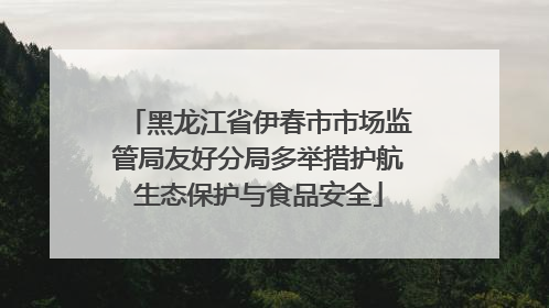 黑龙江省伊春市市场监管局友好分局多举措护航生态保护与食品安全